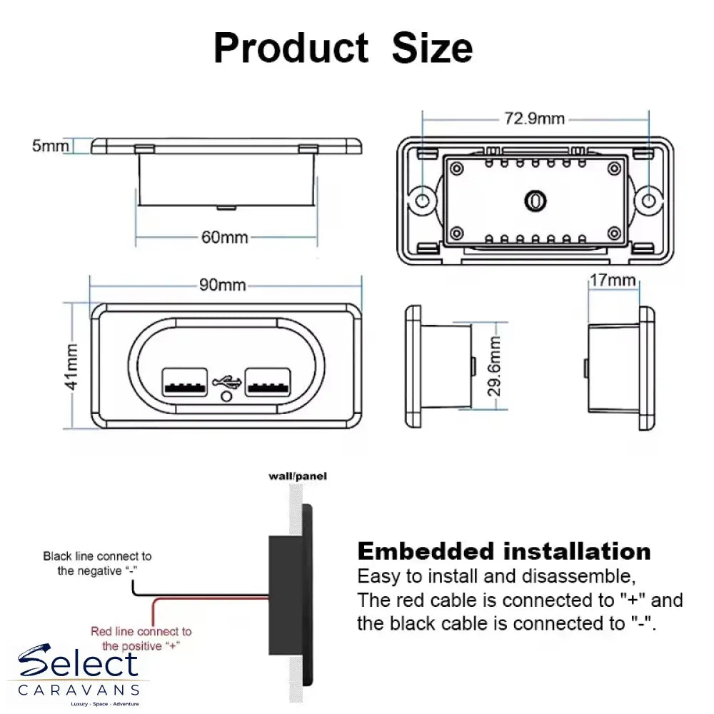 12V RV USB Wall Outlet