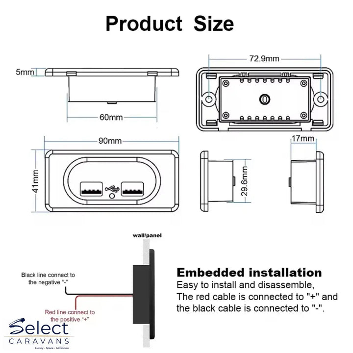 12V RV USB Wall Outlet