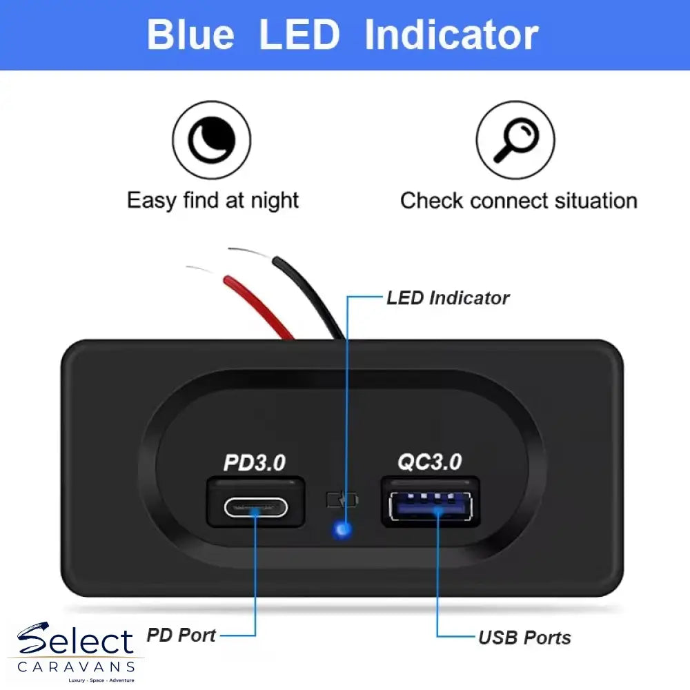 12V RV USB Wall Outlet