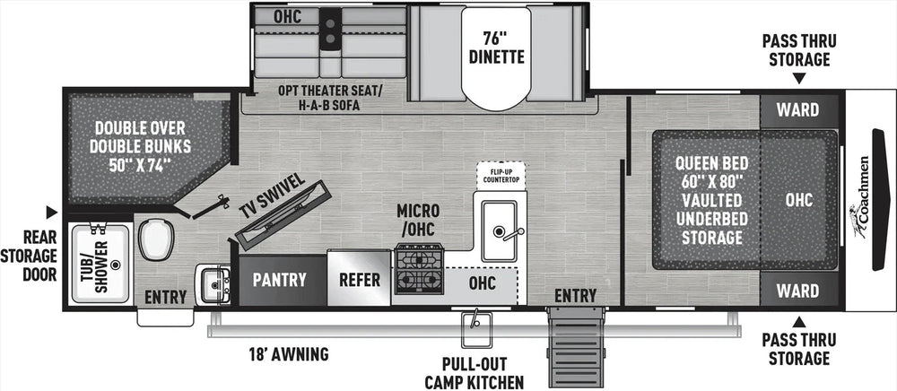 Freedom Express 288BHDS Gold Edition caravan floor plan