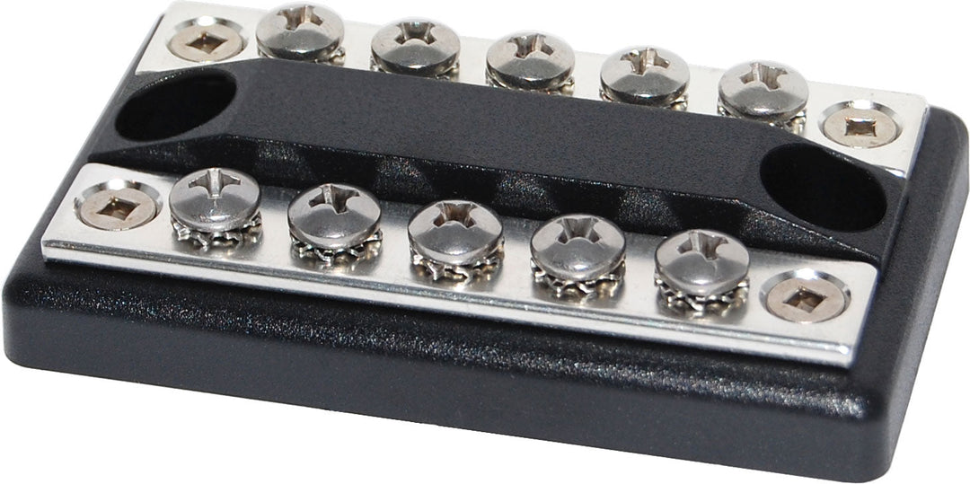 Blue Sea 100A Common Dual Busbar - 5 + 5 Terminals, 100A Continuous Rating - Busbar