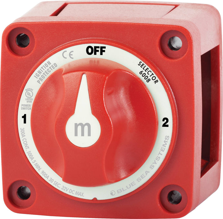 Blue Sea M Series Battery Switch - 3 Position, 300A, Isolated Battery Banks to All Loads, Red - Battery Switch