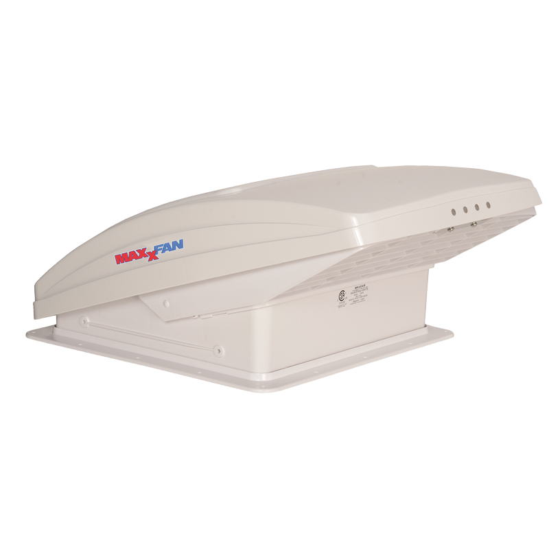 MaxxFan Deluxe with Rain Dome Thermostat Power Lift and Remote Accessory