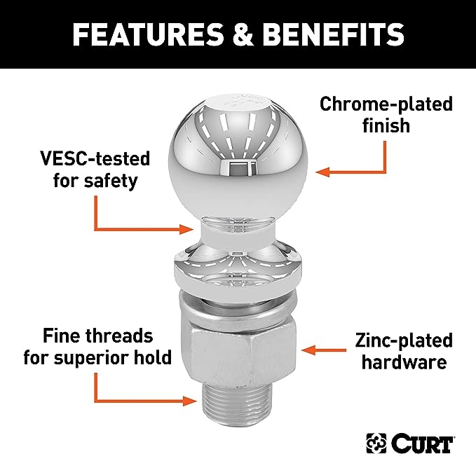 CURT 40007 Chrome Tow Ball - Select Caravans Limited