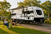 Freedom Express 259FKDS caravan at a holiday park