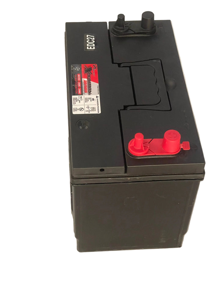 Caravan battery on a white background