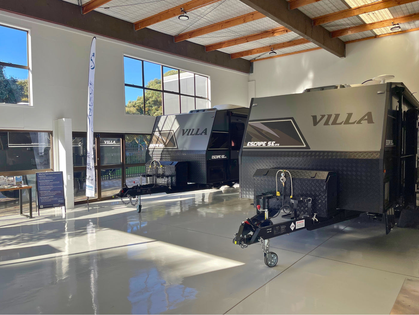 Premium-quality caravans for sale at Select Caravans indoor showroom in Auckland