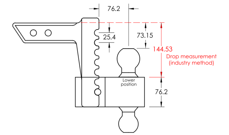 Andersen Rapid Hitch dimensional drawing for tow-vehicle fitment