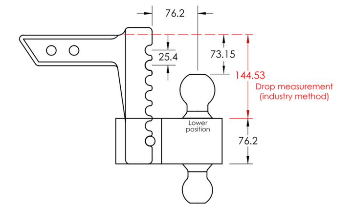 Andersen Rapid Hitch dimensional drawing for tow-vehicle fitment