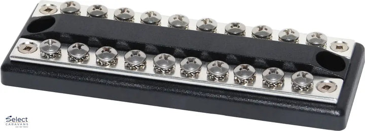 Blue Sea 100A Common Dual Busbar - 10 + 10 Terminals, 100A Continuous Rating - Busbar