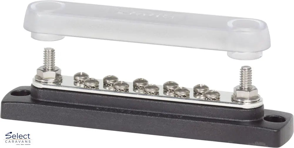Blue Sea 150A Common BusBars - 2 x 1/4 (M6) Studs, 10 x #8 (M4) Screws, With Cover - Busbar