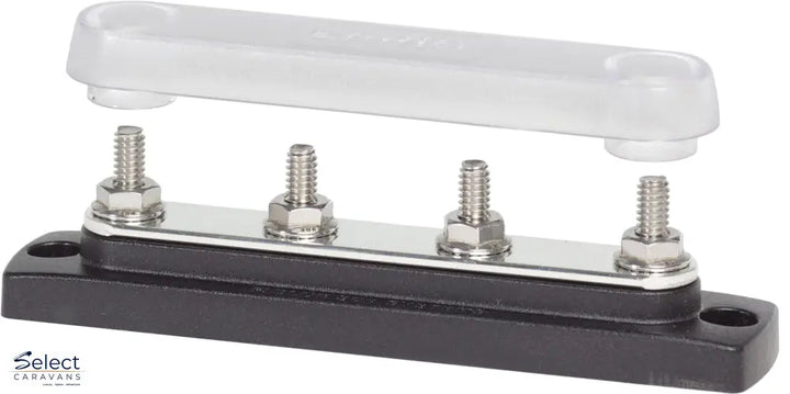 Blue Sea 150A Common BusBars - 4 x 1/4 (M6) Studs, With Cover - Busbar