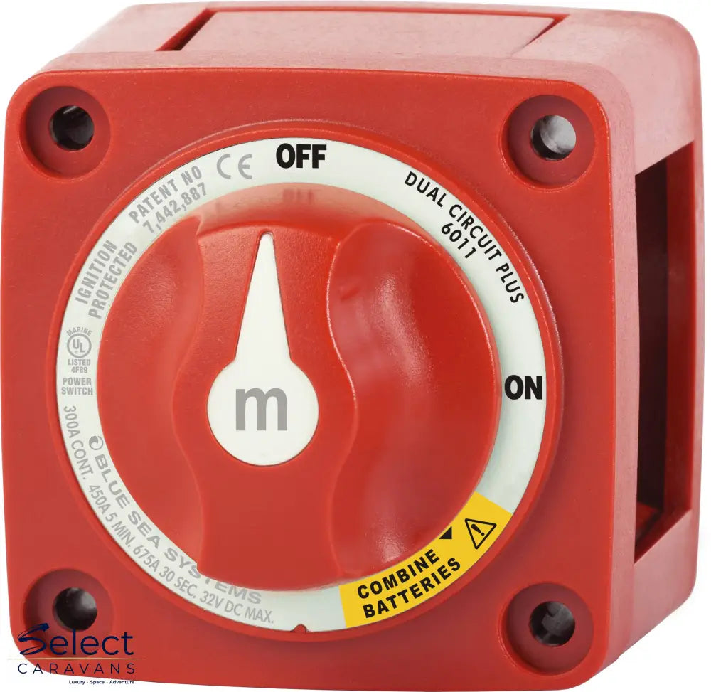 Blue Sea M Series Battery Switch - ON/OFF, 300A, Dual Battery with Emergency Crossover - Battery Switch