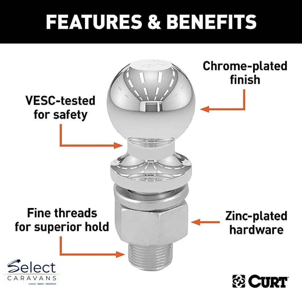 CURT 40007 Chrome Tow Ball - Select Caravans Limited