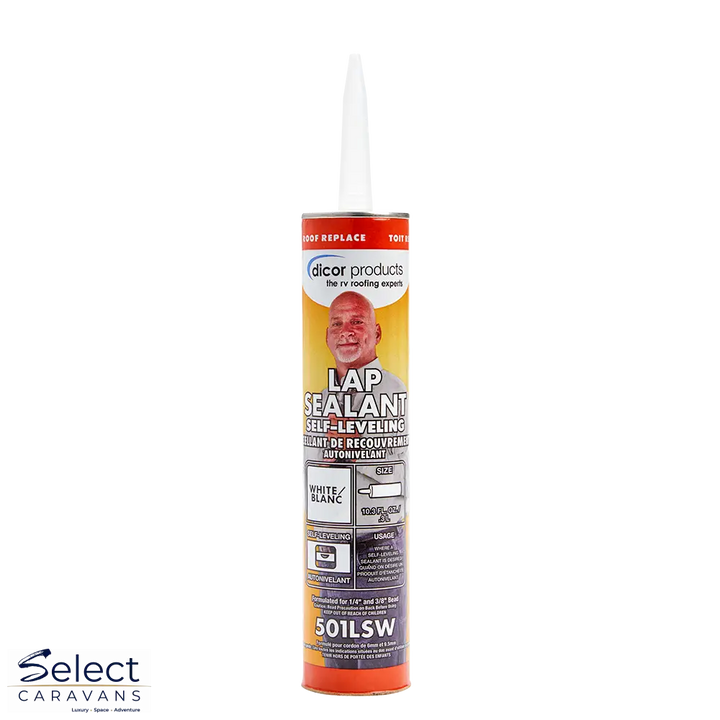 Dicor 501LSW white self-levelling RV roof lap sealant – single tube