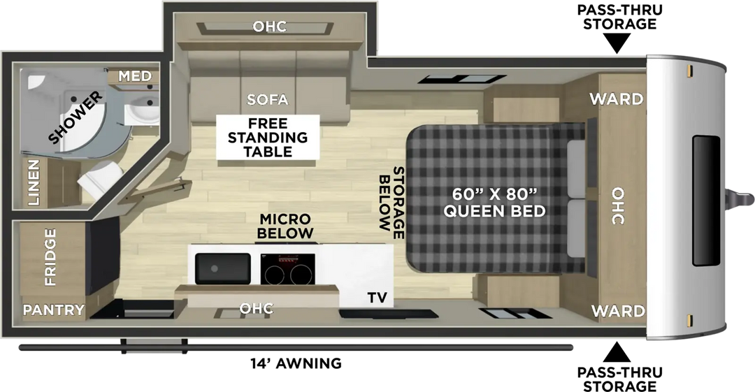 Freedom Express 19SE caravan floorplan