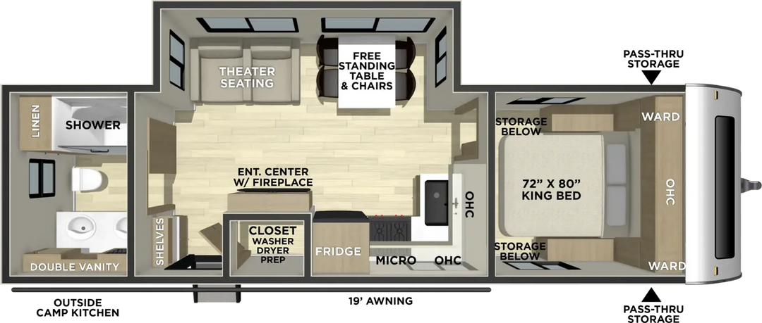 Freedom Express 262RBS caravan floorplan