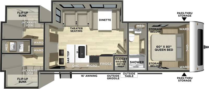 Freedom Express 330BHDS caravan floorplan