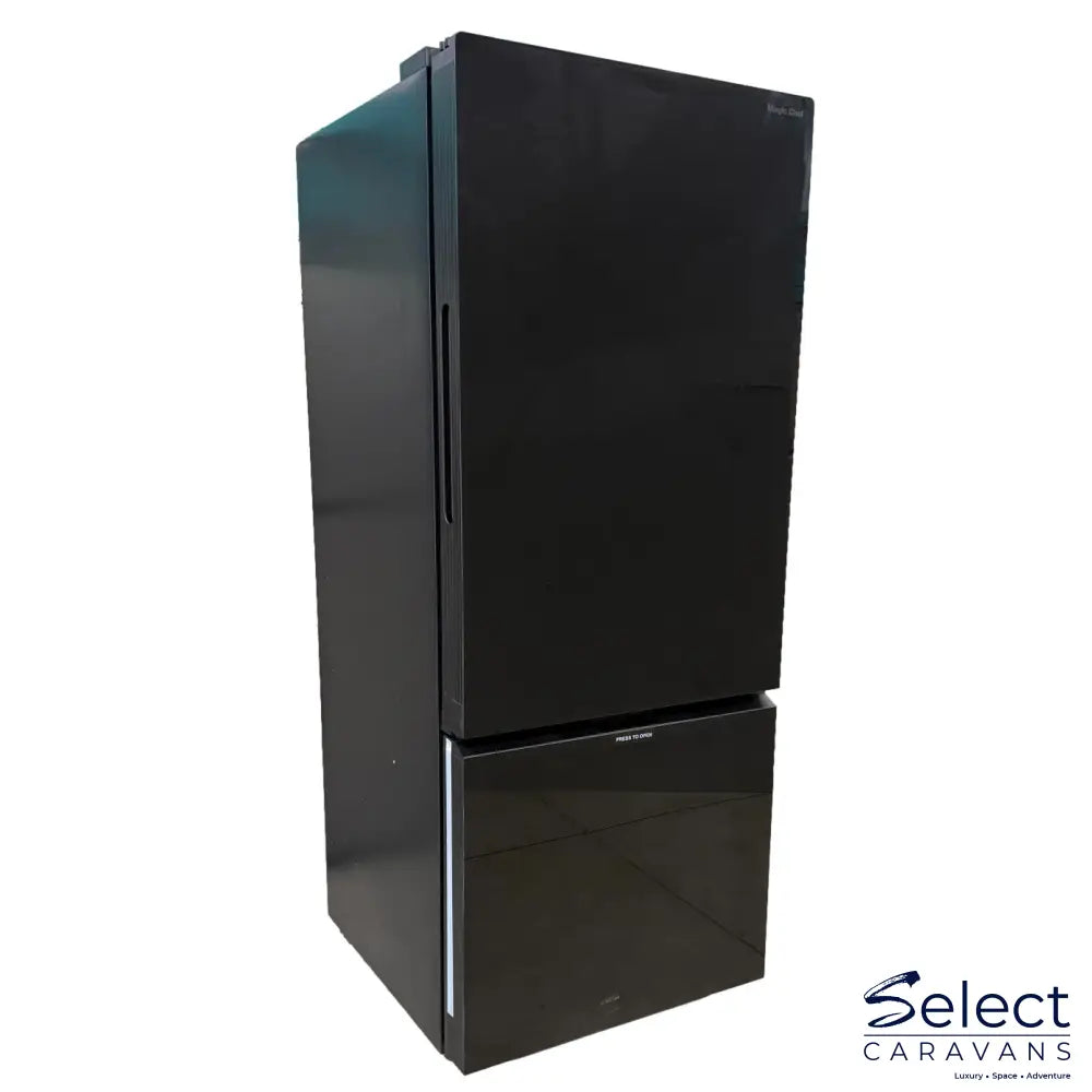 Black refrigerator on a white background
