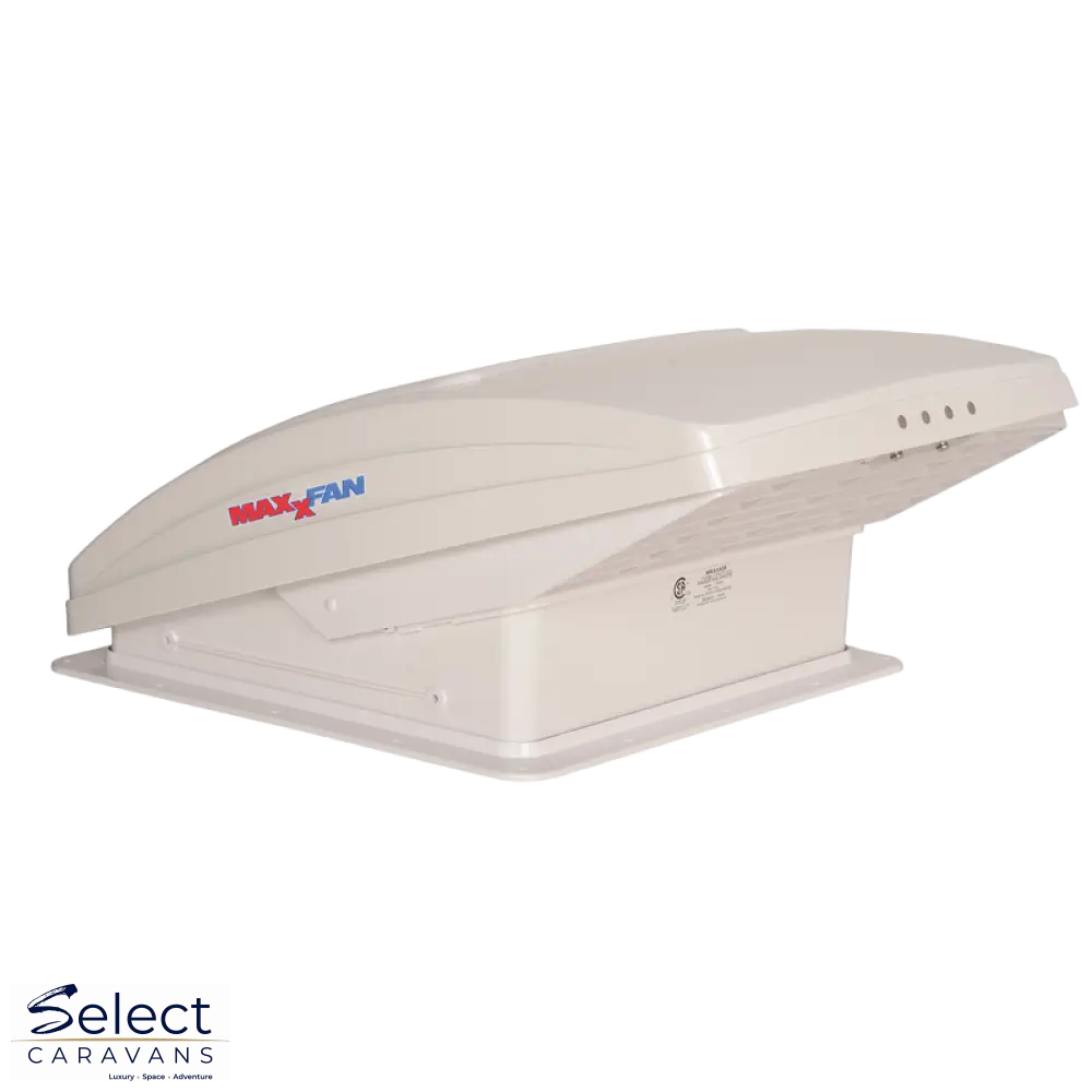 MaxxFan Deluxe with Rain Dome Thermostat Power Lift and Remote Accessory