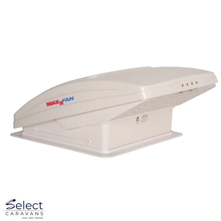 MaxxFan Deluxe with Rain Dome Thermostat Power Lift and Remote Accessory