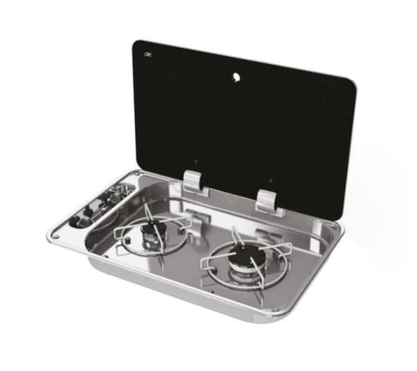 CAN 2 Burner Gas Hob With Glass Lid – cooking equipment for caravan and RV use