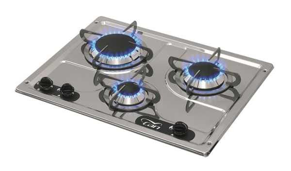 CAN 3 Burner Gas Hob Stainless Steel – cooking equipment for caravan and RV use