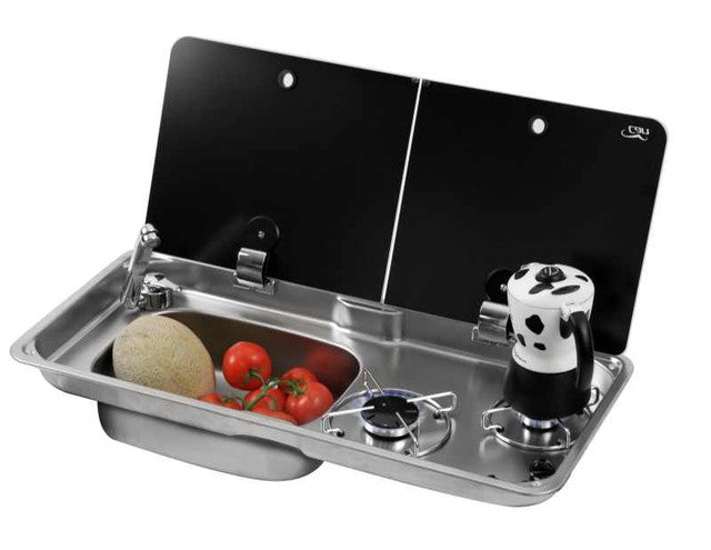 CAN 2 Burner Gas Hob & LH Sink Combo - With Mixer – cooking equipment for caravan and RV use