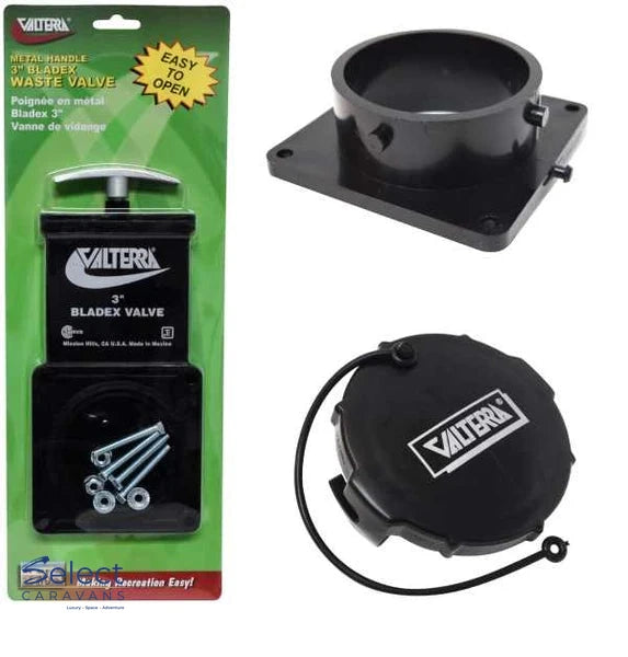 Valterra 3" Dump Valve Kit With Blank Cap – plumbing for caravan and RV use