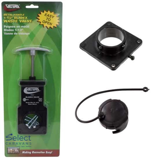 Valterra 1½" Dump Valve Kit With Blank Cap – plumbing for caravan and RV use