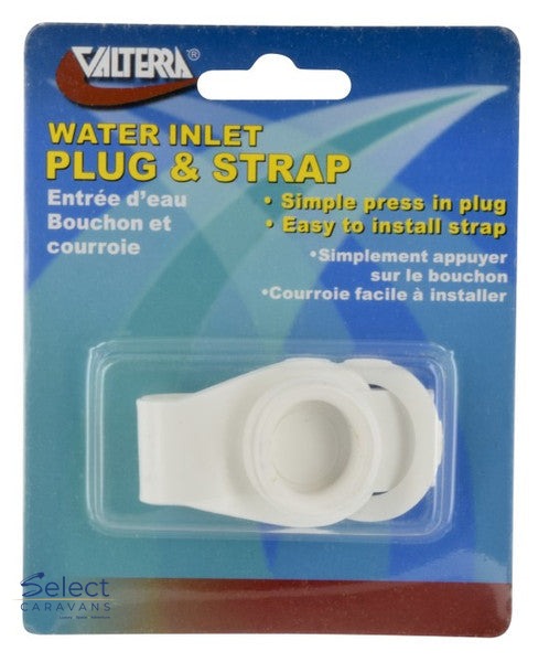 Valterra 3/4" Plug With Strap White for RVE 255 – plumbing for caravan and RV use