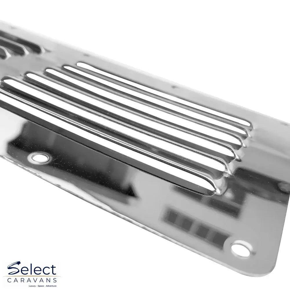 Close up detail of stainless steel louvre air vent panel