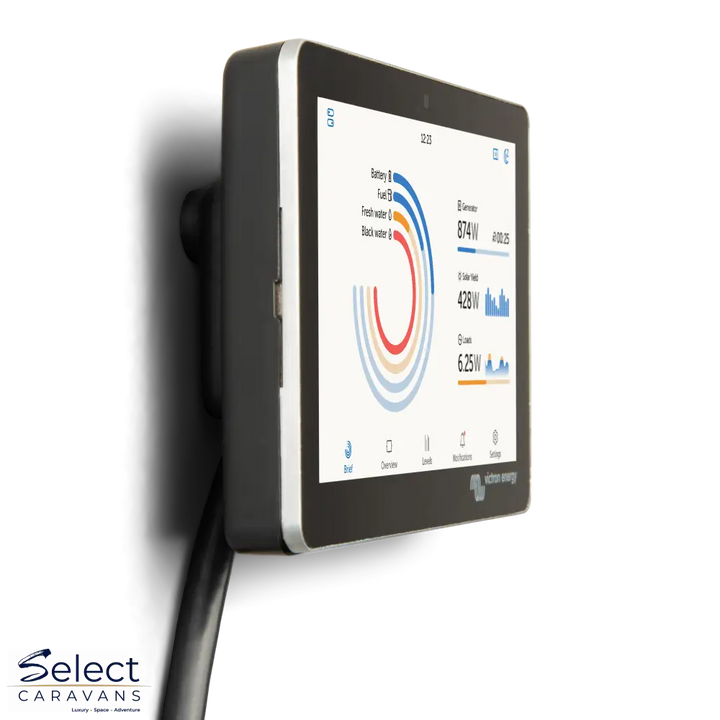 Victron GX Touch 50 front view – touchscreen monitor for Victron caravan solar system – Select Caravans NZ