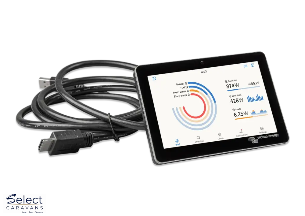 Victron GX Touch 50 side view – 5 inch plug-and-play Cerbo GX display – Select Caravans NZ