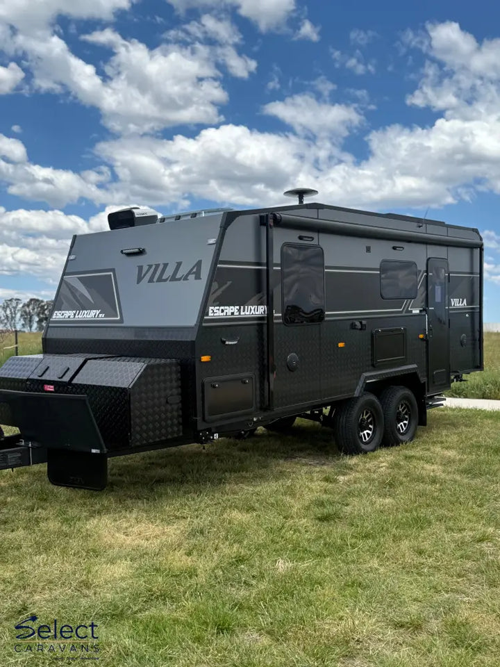 Villa Escape Luxury Off-Road 19'6 – Australian-made premium caravan on grass – Select Caravans NZ